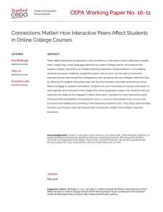 CEPA Working Paper No. 16-11 in Online College Courses Eric Bettinger