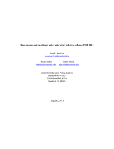 Race, income, and enrollment patterns in highly selective colleges, 1982-2004