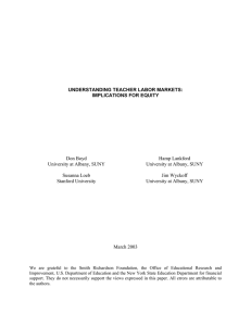 UNDERSTANDING TEACHER LABOR MARKETS: IMPLICATIONS FOR EQUITY Don Boyd Hamp Lankford