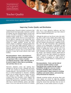 Improving Teacher Quality and Distribution