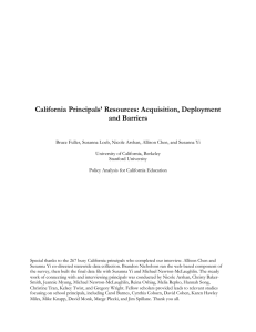 California Principals’ Resources: Acquisition, Deployment and Barriers