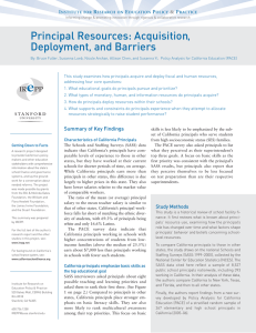 Principal Resources: Acquisition Deployment and Barriers ,