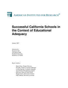 Successful California Schools in the Context of Educational Adequacy A