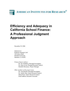 Efficiency and Adequacy in California School Finance: A Professional Judgment Approach