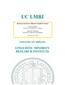 UC LMRI Resource Needs for California’s English Learners