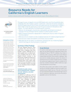 Resource Needs for California’s English Learners I R