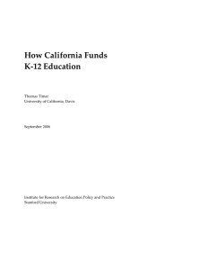 How California Funds  K‐12 Education   