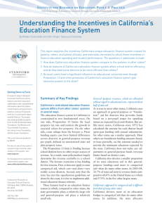 Understanding the Incentives in California’s Education Finance System I R