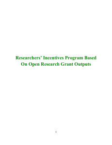 Researchers’ Incentives Program Based On Open Research Grant Outputs  1