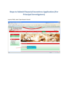 Steps to Submit Financial Incentives Application (For Principal Investigators)