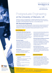 Postgraduate Engineering at the University of Warwick, UK