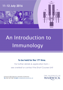 An Introduction to Immunology 11-12 July 2016 To be held for the 17