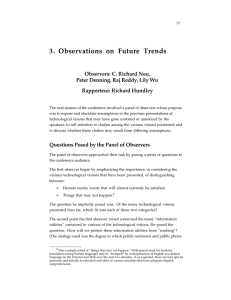 3. Observations on Future Trends Observers: C. Richard Neu, Rapporteur: Richard Hundley