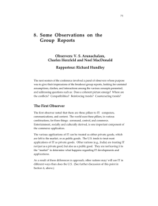 8. Some Observations on the Group Reports Observers: V. S. Arunachalam,