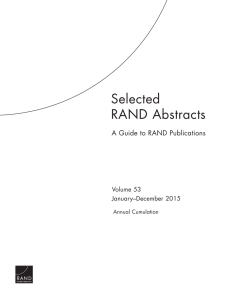 Selected RAND Abstracts A Guide to RAND Publications Volume 53