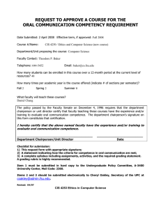 REQUEST TO APPROVE A COURSE FOR THE ORAL COMMUNICATION COMPETENCY REQUIREMENT