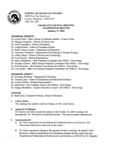 SCHOOL OF GRADUATE STUDIES GRADUATE COUNCIL MEETING UNAPPROVED MINUTES January 17,2002