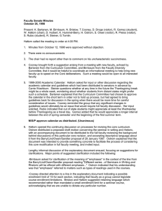 Present: K. Bartanen, M. Birnbaum, N. Bristow, T.Cooney, D. Droge... W. Haltom (chair), D. Hulbert, K. Hummel-Berry, H. Ostrom, S.... Faculty Senate Minutes