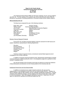 Report to the Faculty Senate Institutional Review Board Activities AY 2001-02