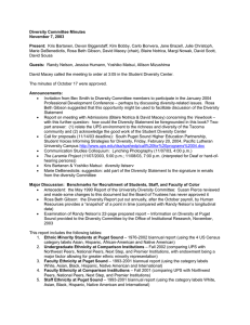 Diversity Committee Minutes November 7, 2003 Present: