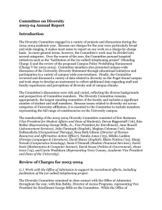 Committee on Diversity 2003-04 Annual Report  Introduction