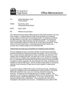 Office Memorandum Puget Sound The University of
