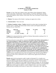 MINUTES ACADEMIC STANDARDS COMMITTEE October 15, 2004 Present: