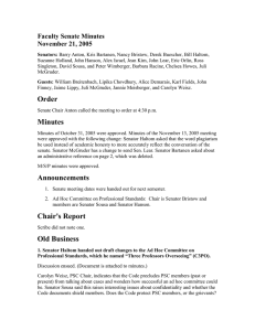 Faculty Senate Minutes November 21, 2005