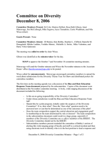 Committee on Diversity December 8, 2006