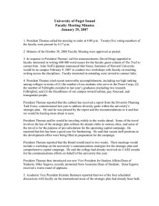 University of Puget Sound Faculty Meeting Minutes January 29, 2007