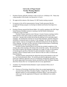 University of Puget Sound Faculty Meeting Minutes March 20, 2007