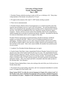 University of Puget Sound Faculty Meeting Minutes May 1, 2007