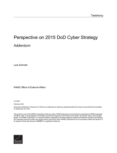 Perspective on 2015 DoD Cyber Strategy Addendum Testimony Lara Schmidt