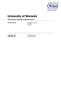University of Warwick AQSC 20/10-11  Initial Teacher Education inspection report