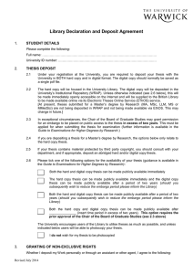 Library Declaration and Deposit Agreement  1. 2.