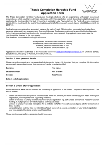 Thesis Completion Hardship Fund Application Form