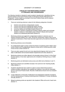 UNIVERSITY OF WARWICK CHECKLIST FOR MONITORING STUDENT ATTENDANCE AND PROGRESSION