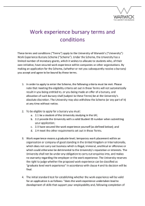 Work experience bursary terms and conditions