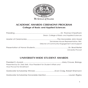 ACADEMIC AWARDS CEREMONY PROGRAM College of Basic and Applied Sciences