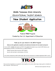 New Student Application EDUCATIONAL TALENT SEARCH Middle Tennessee State University TRiO