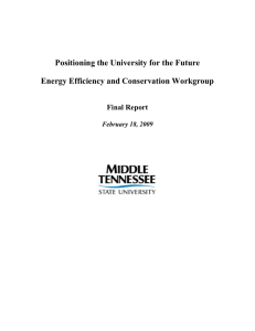 Positioning the University for the Future Energy Efficiency and Conservation Workgroup