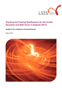 Teaching and Training Qualifications for the Further March 2013