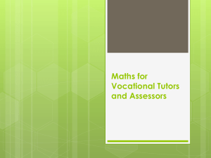 Maths for Vocational Tutors and Assessors