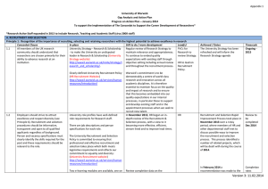 Appendix 1 University of Warwick Gap Analysis and Action Plan