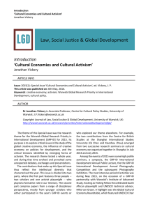 Law, Social Justice &amp; Global Development Introduction ‘Cultural Economies and Cultural Activism’