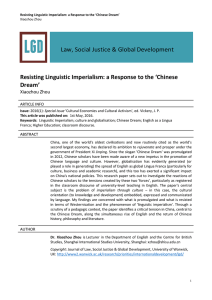 Resisting Linguistic Imperialism: a Response to the ‘Chinese Dream’ Xiaozhou Zhou