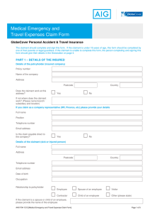Medical Emergency and Travel Expenses Claim Form