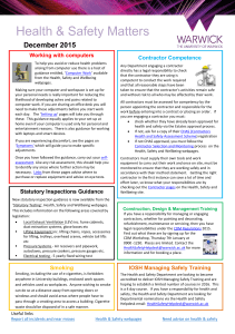 Health &amp; Safety Matters December 2015 Working with computers