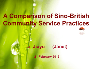 A Comparison of Sino-British Community Service Practices 21 February 2013