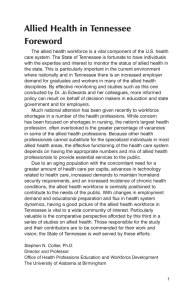 Allied Health in Tennessee Foreword